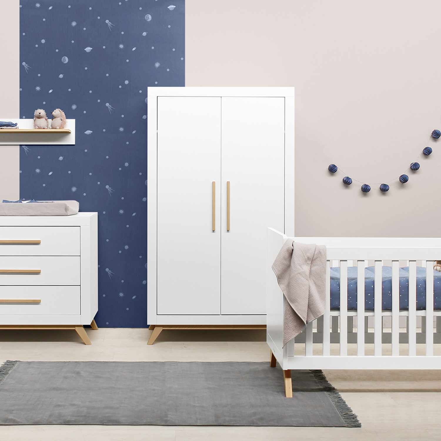 Bopita Fenna Babykamer Wit / Naturel | Bed 60 x 120 cm + Commode