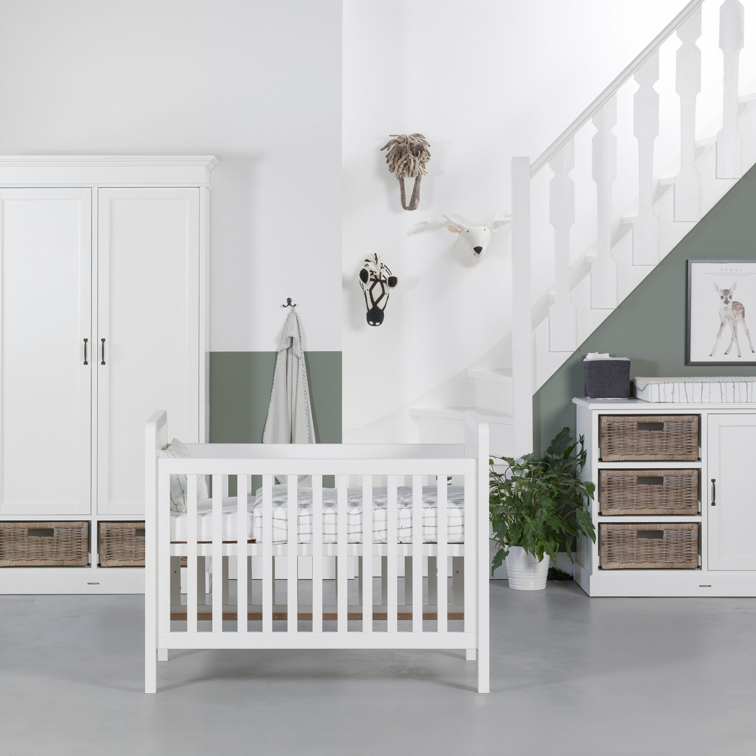 Kidsmill La Première Babykamer Riet | Bed 60 x 120 cm + Commode + Kast 1-Deurs