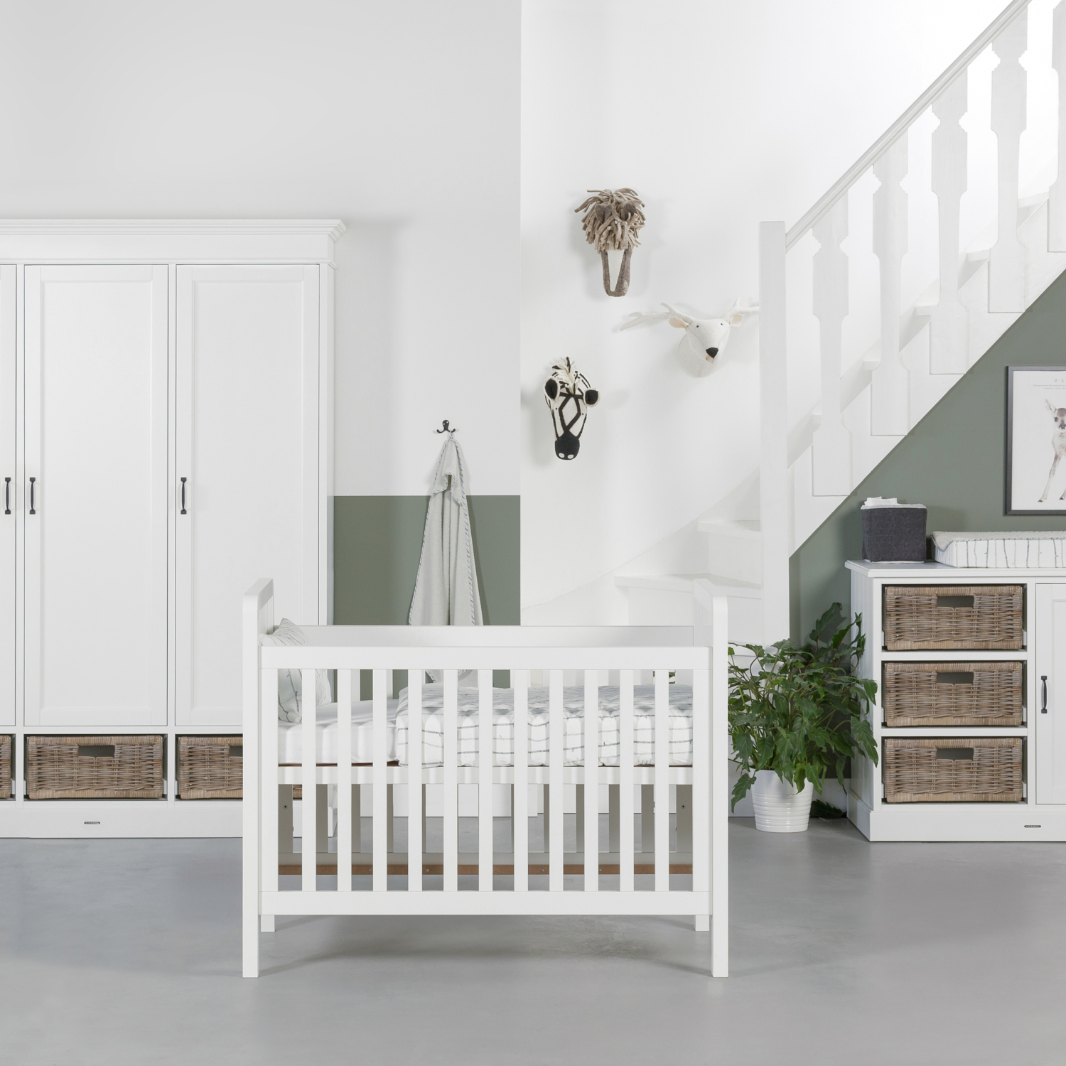 Kidsmill La Première Babykamer Riet | Bed 60 x 120 cm + Commode + Kast 3-Deurs