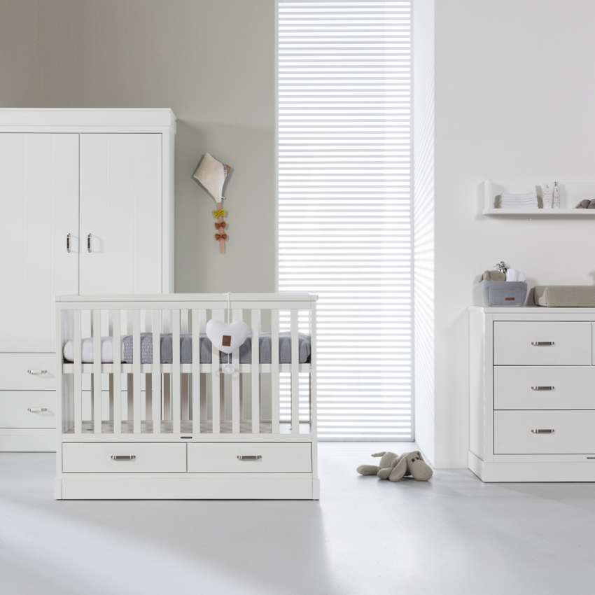 Kidsmill Newport Babykamer Wit | Bed 60 x 120 cm + Commode + Kast 2-Deurs