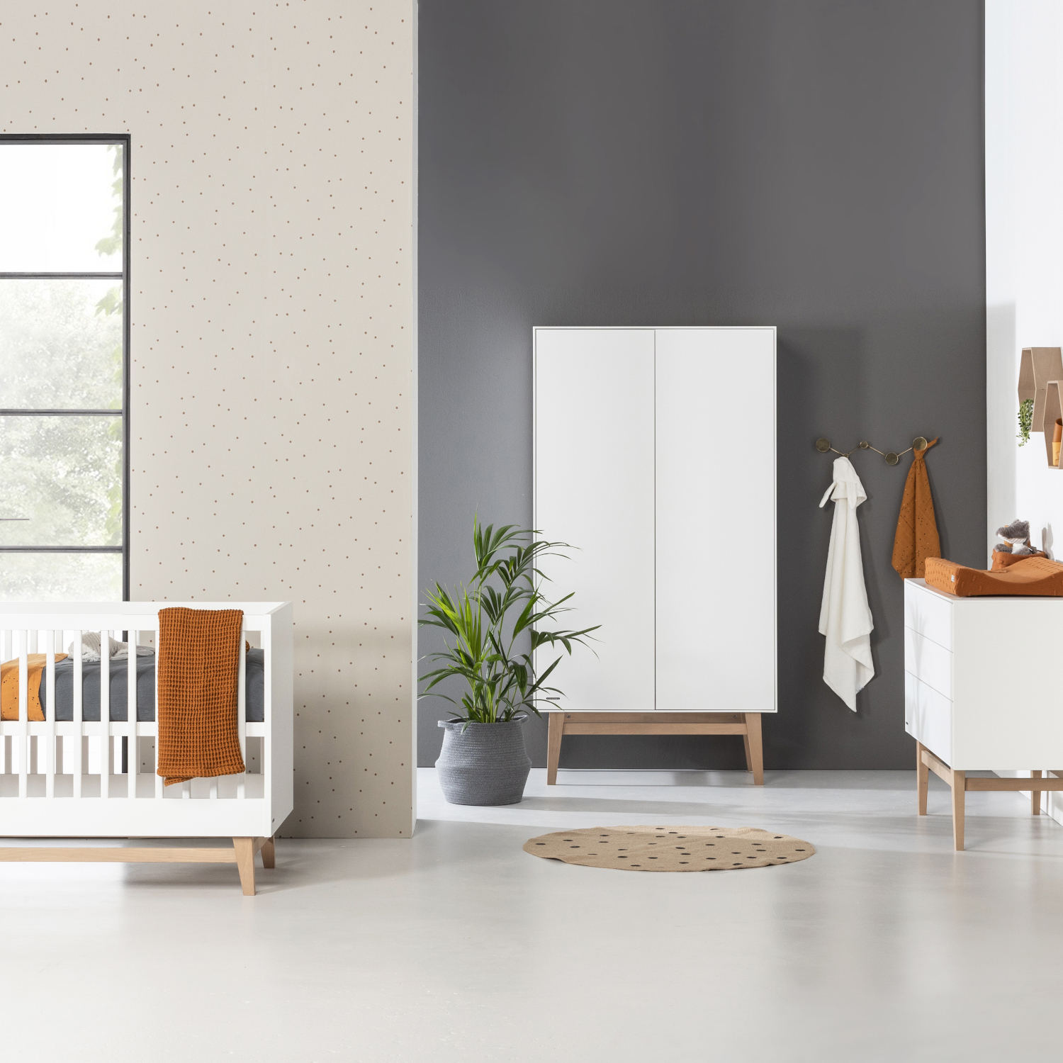 Kidsmill Noud Babykamer Wit | Bed 60 x 120 cm + Commode + Kast