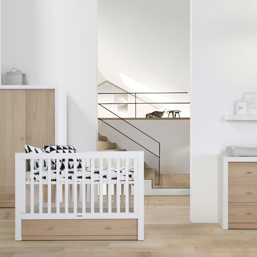 Kidsmill Pure Babykamer Oak | Bed 60 x 120 cm + Commode + Kast